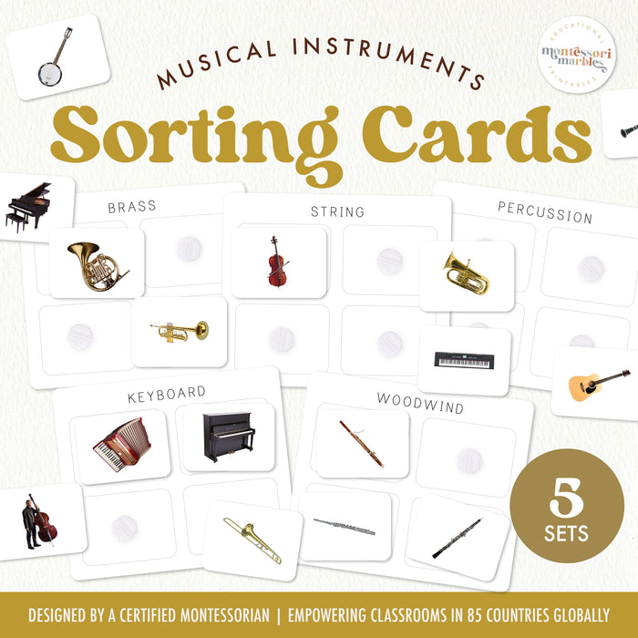 Musical Instruments Sorting Cards