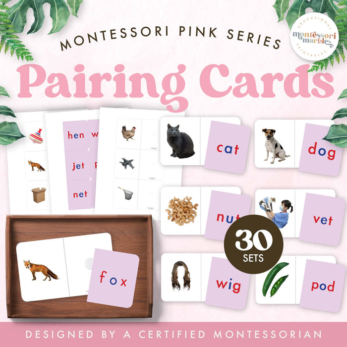 Montessori Pink Series Pairing Cards