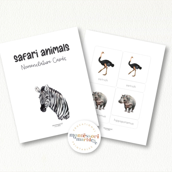 Safari Animals Nomenclature Cards