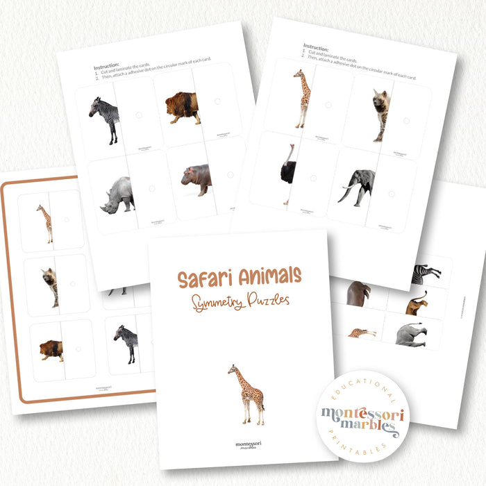 Safari Animals Symmetry Puzzles