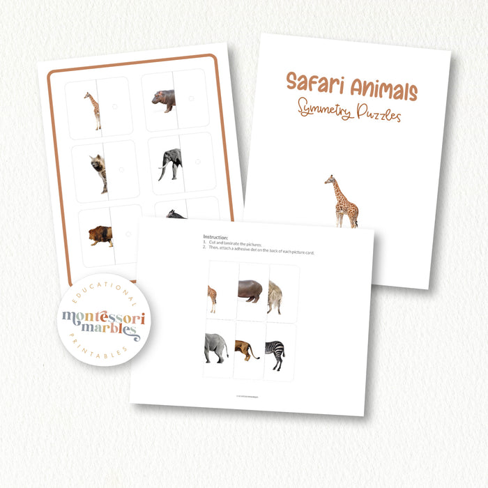 Safari Animals Symmetry Puzzles