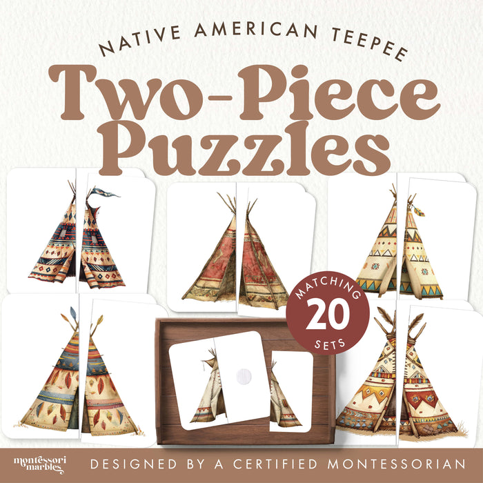 Native American Teepee Puzzles | Montessori Cultural Printable