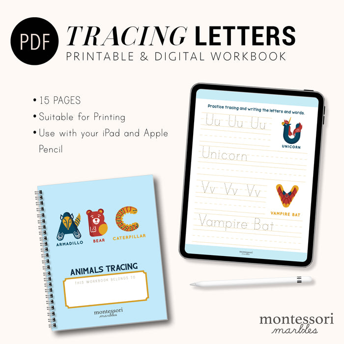 Animals Letter Tracing Workbook