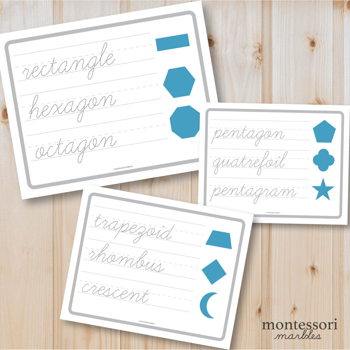 Shapes Tracing Practice in Cursive