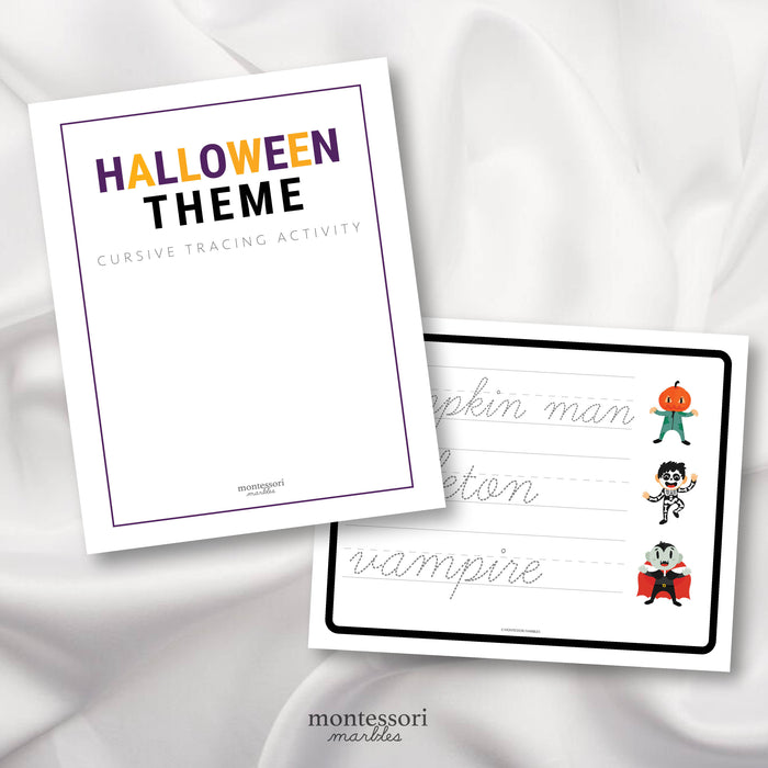 Halloween Cursive Tracing and Vocabulary