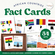 Africa fact cards — geography information about African nations and cultures, ages 6-12
