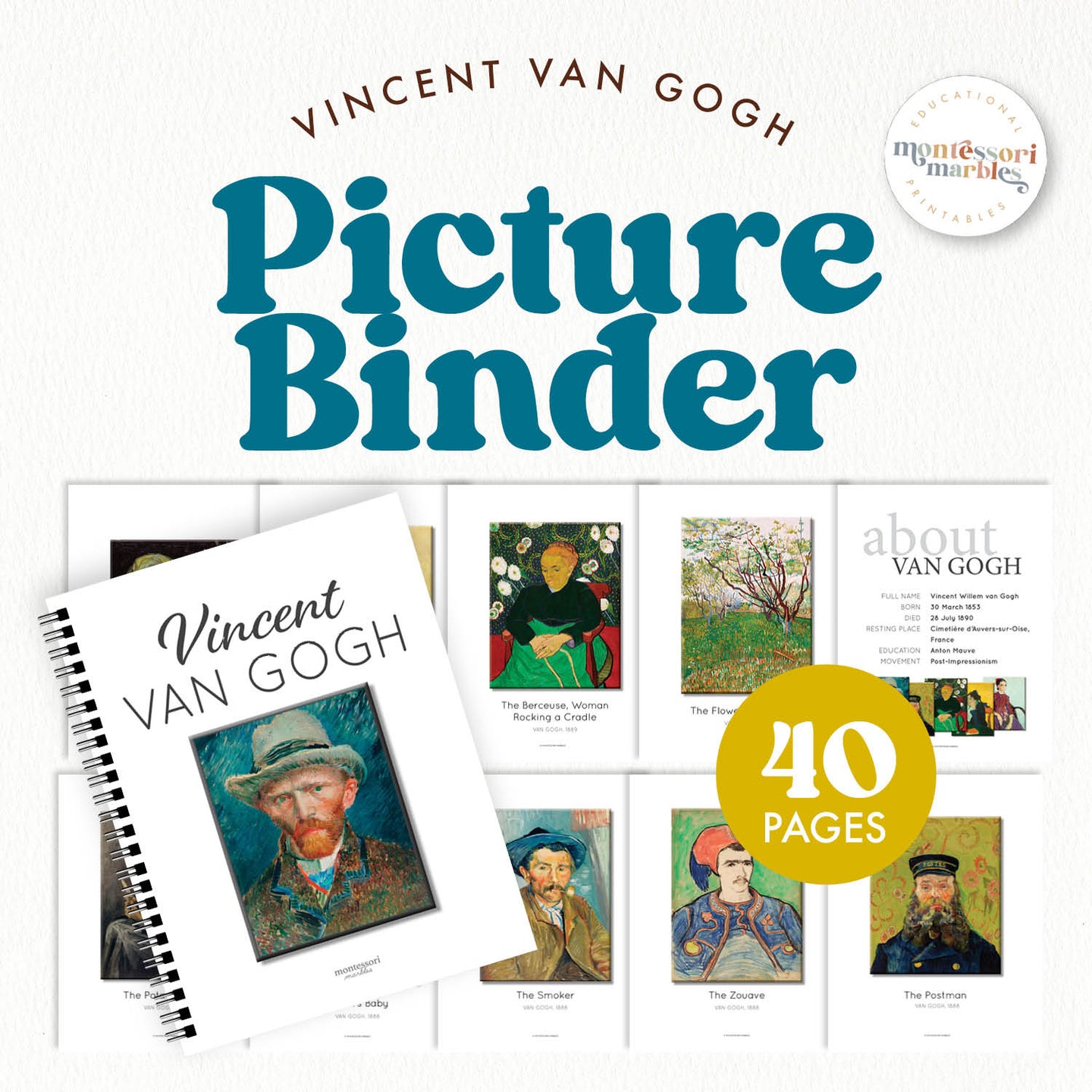 Vincent Van Gogh Montessori Picture Binder