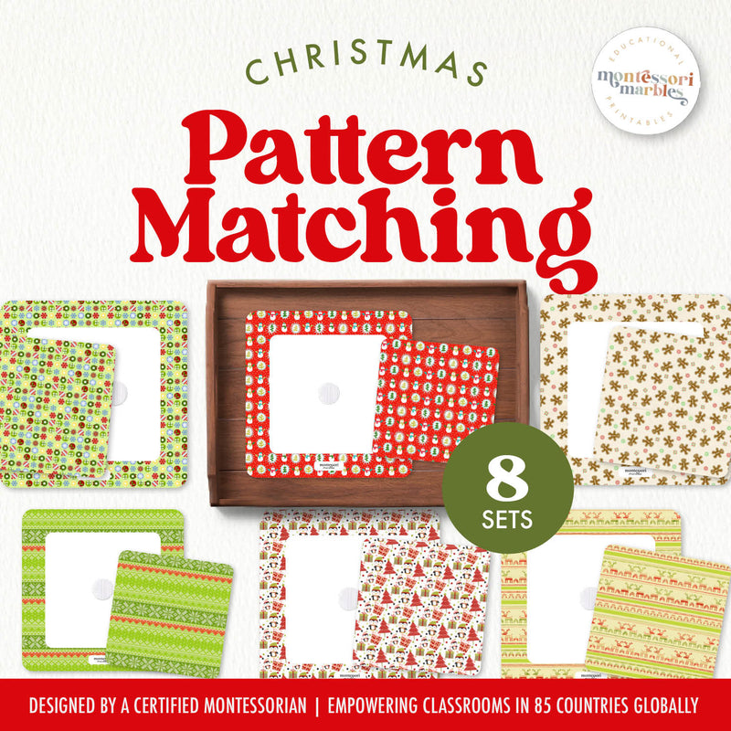 Christmas pattern matching cards for visual recognition skills