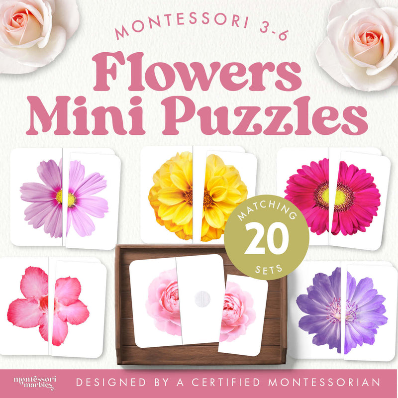 Spring flower symmetry matching puzzles — ages 3-6