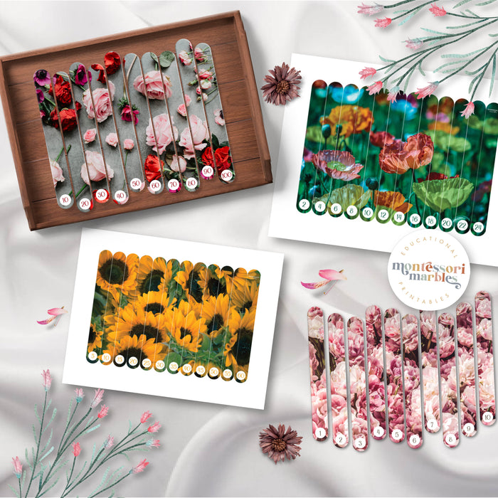 Flowers Skip Counting Activity | Craft Stick Math Puzzles Ages 4-6 PDF ...