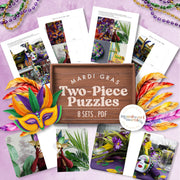 Mardi Gras complete-the-picture activity with real photographs — cultural celebration exploration, ages 3-6