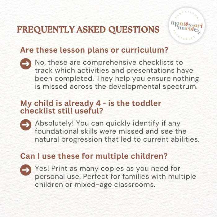 Complete Montessori Curriculum Checklist Bundle | Teacher Resources Ages 1-6