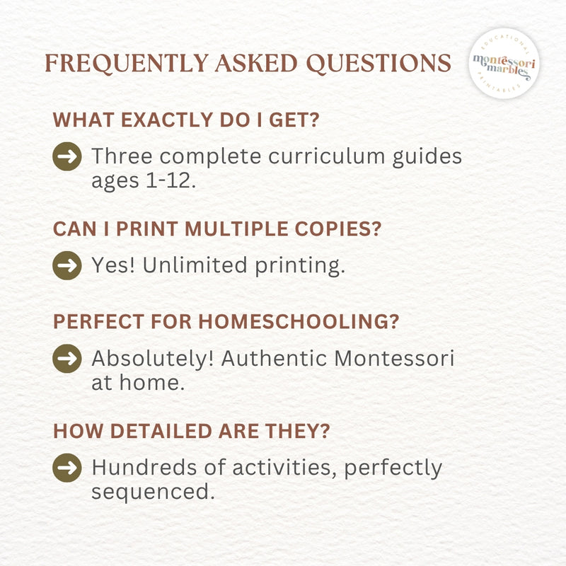 Montessori Curriculum Checklists Bundle