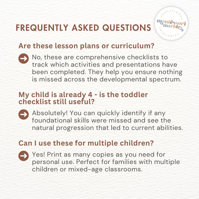 Complete Montessori Curriculum Checklist Bundle | Teacher Resources Ages 1-6