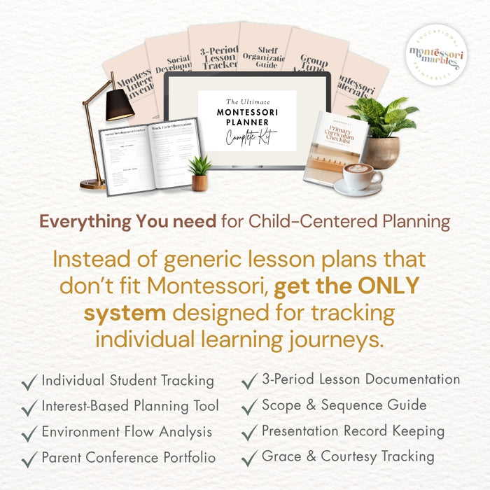 Montessori Teacher Planner | Primary 3-6 Classroom | 100+ Page Printable PDF