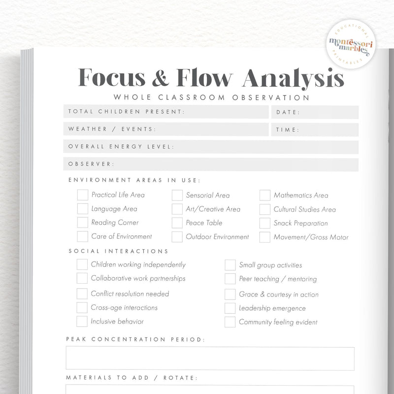 Montessori Teacher Planner | Primary 3-6 Classroom | 100+ Page Printable PDF
