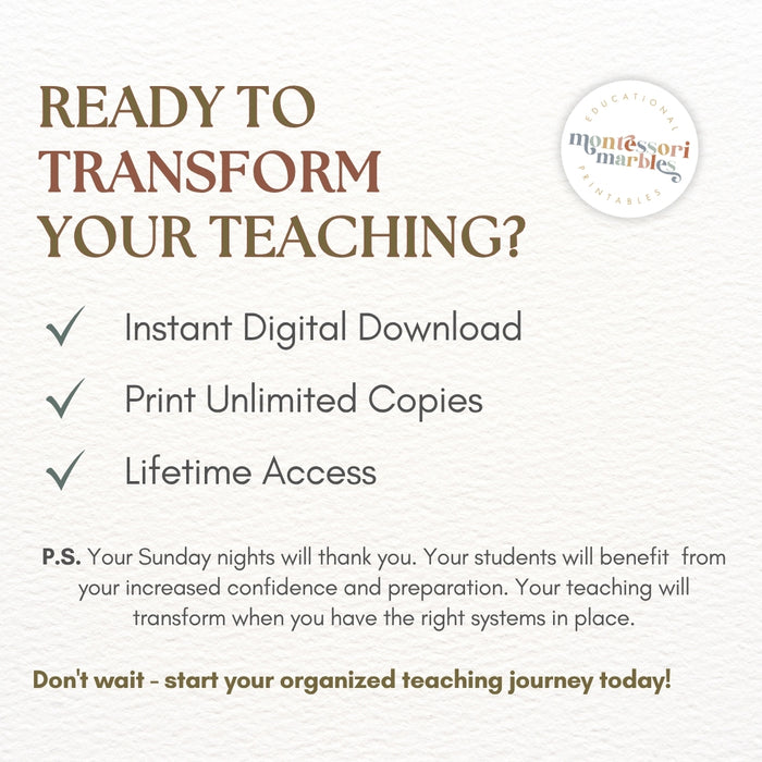 Montessori Curriculum Checklists Bundle