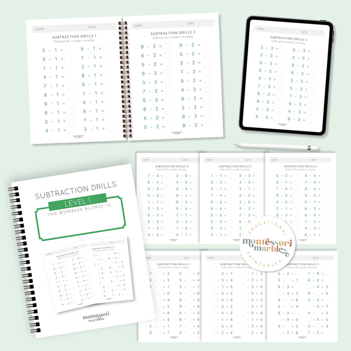 Subtraction Drills Workbook Level 1