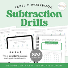 Load image into Gallery viewer, Subtraction Drills Workbook Level 2
