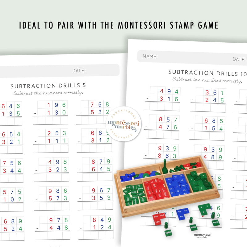 Subtraction Drills Workbook Level 3