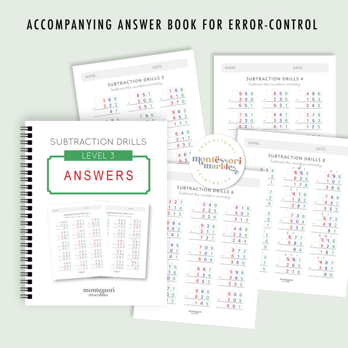 Subtraction Drills Workbook Level 3