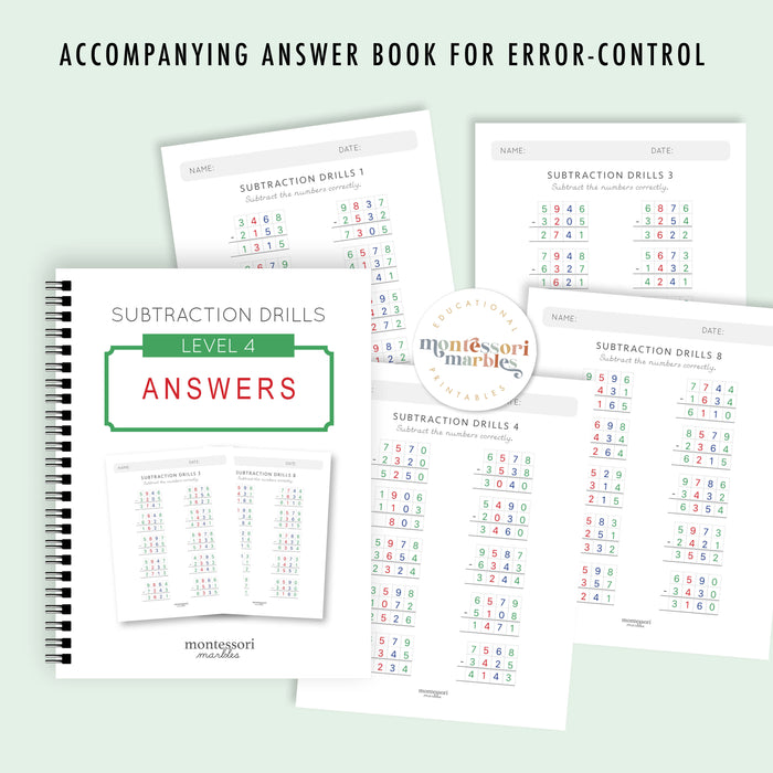 Subtraction Drills Workbook Level 4