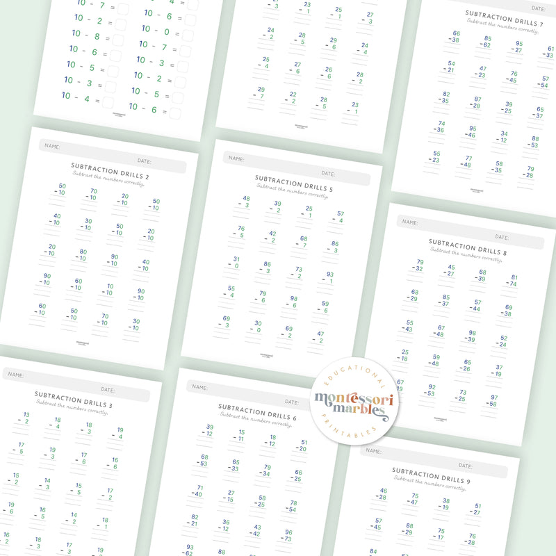 Subtraction Drills Workbook Level 2