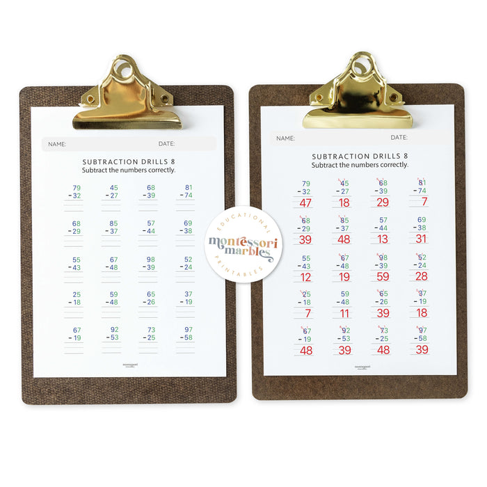 Subtraction Drills Workbook Level 2