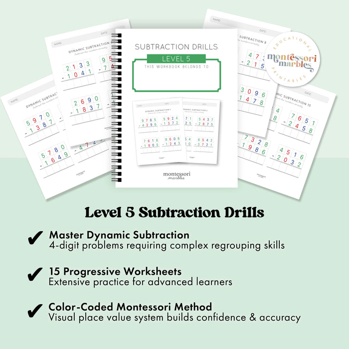 Subtraction Drills Workbook Level 5