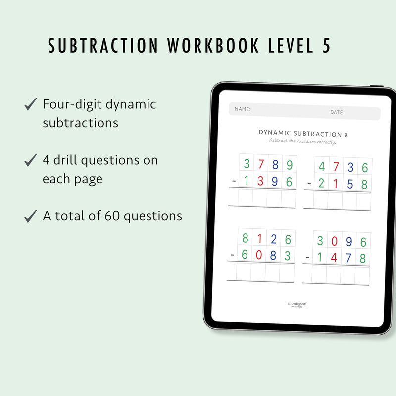 Subtraction Drills Workbook Level 5