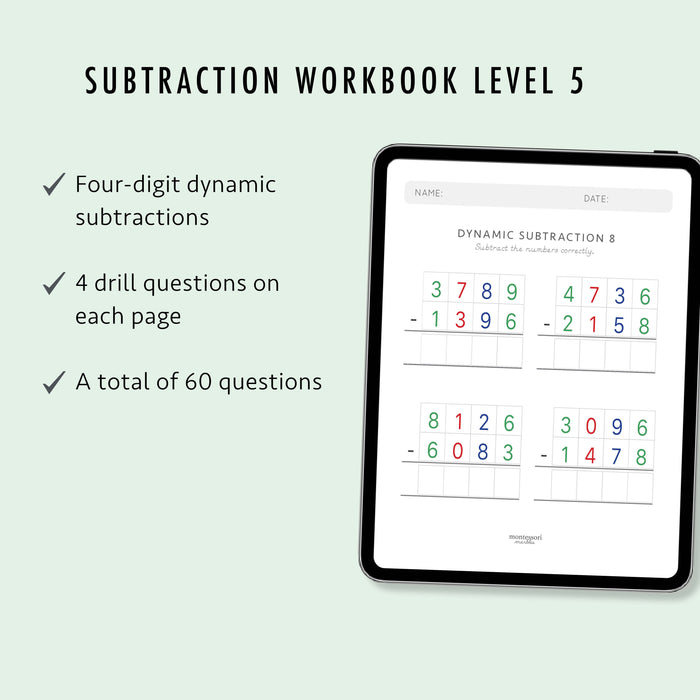 Subtraction Drills Workbook Level 5