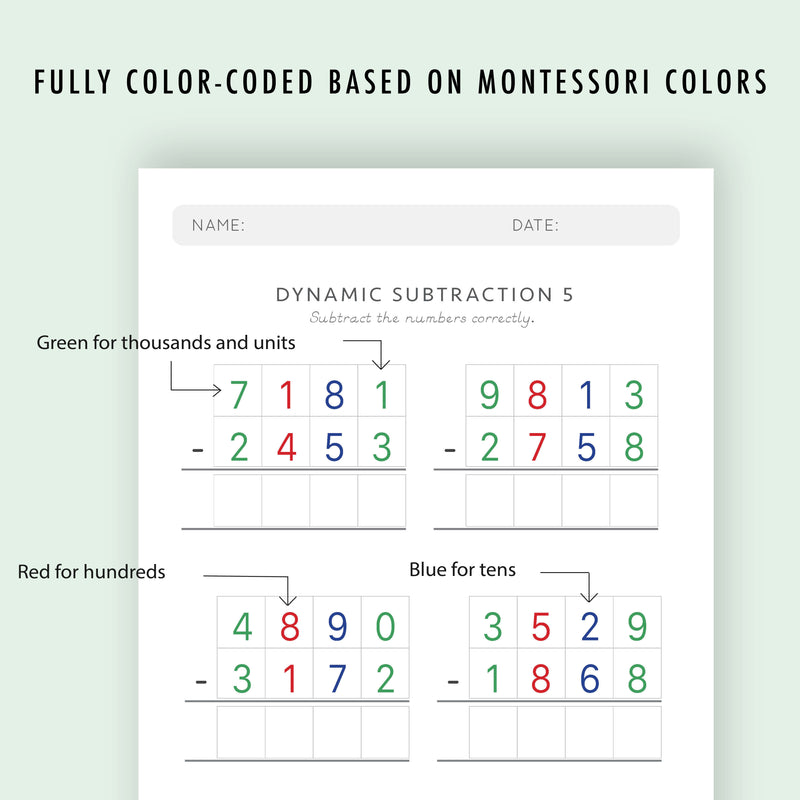 Subtraction Drills Workbook Level 5