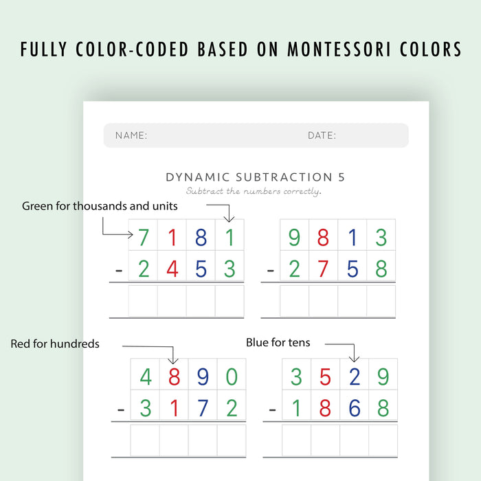 Subtraction Drills Workbook Level 5