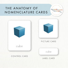 Load image into Gallery viewer, Geometric 3D Shapes Nomenclature Cards
