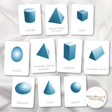 Load image into Gallery viewer, Geometric 3D Shapes Nomenclature Cards
