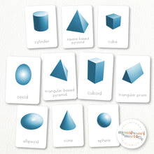 Load image into Gallery viewer, Geometric 3D Shapes Nomenclature Cards
