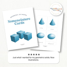 Load image into Gallery viewer, Geometric 3D Shapes Nomenclature Cards
