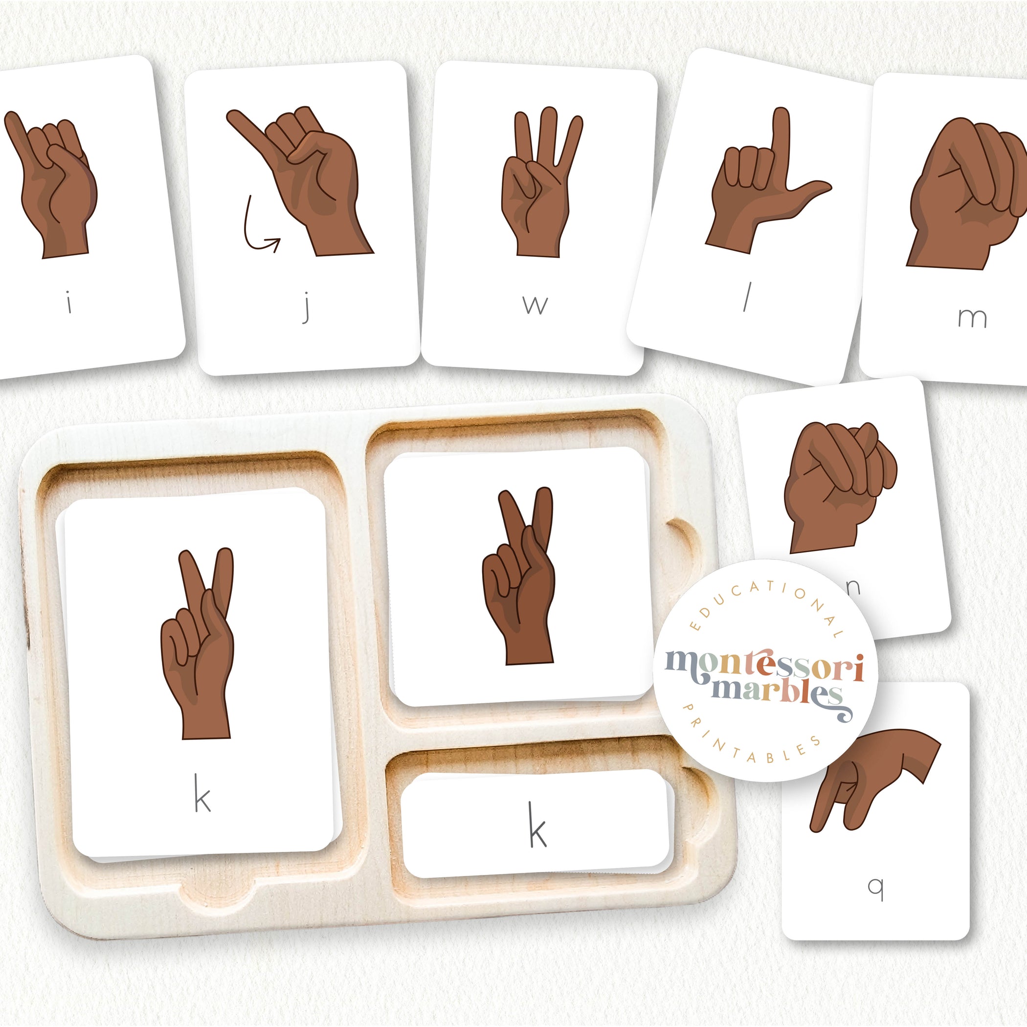 ASL Nomenclature Cards Brown | Sign Language Alphabet Ages 4-8 ...
