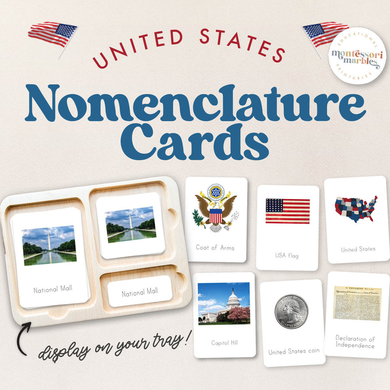U.S. patriotic nomenclature cards for holiday vocabulary