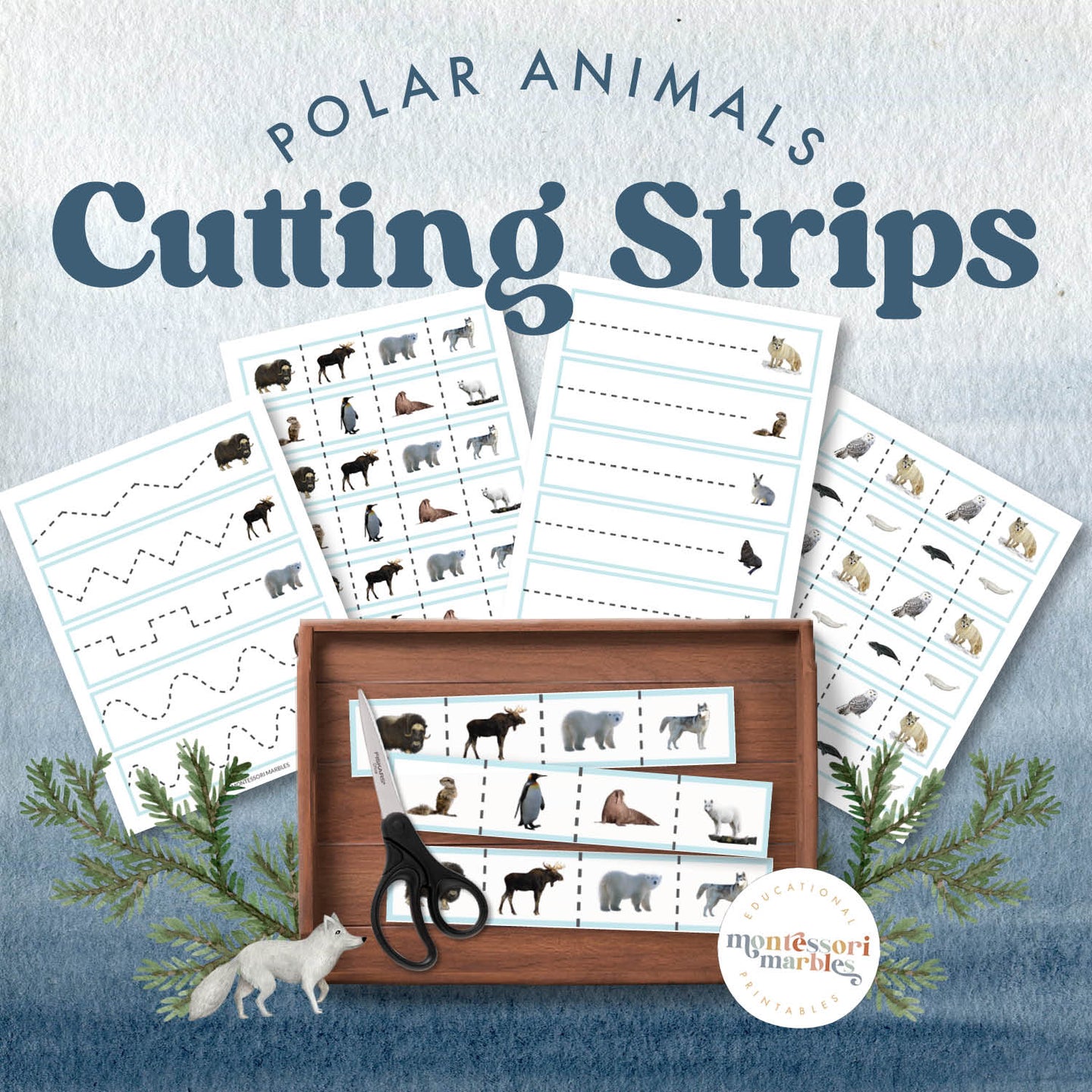 Polar Animals Cutting Strips