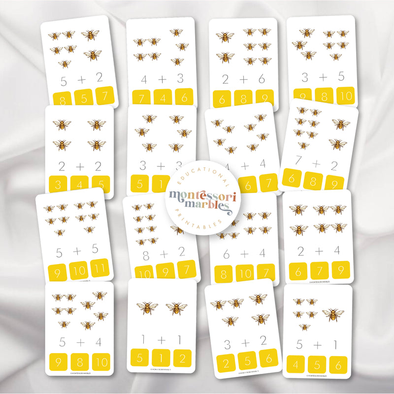 Bees Addition Clip Cards