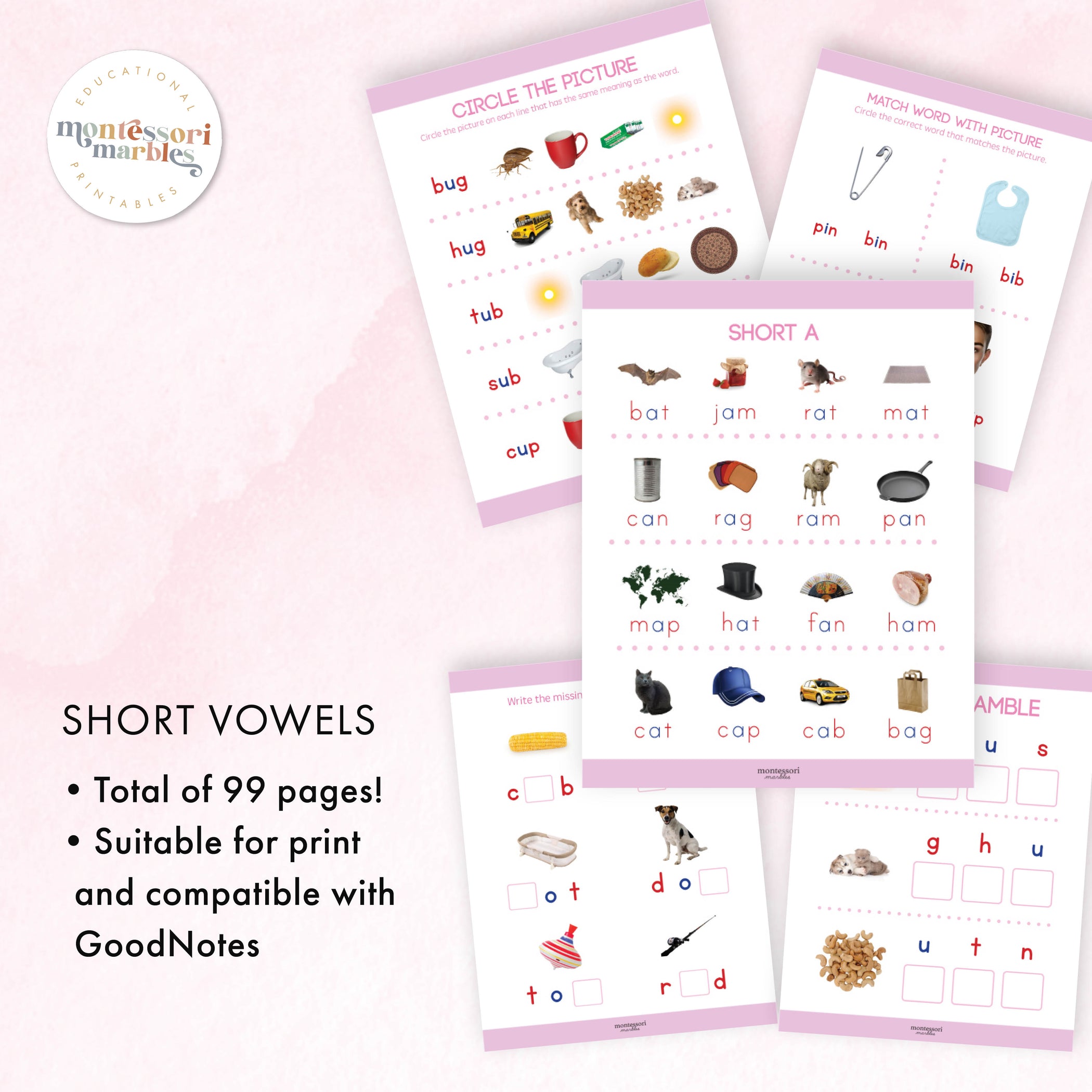 Pink Series Workbook Bundle | CVC Words for Ages 4-6 — Montessori Marbles