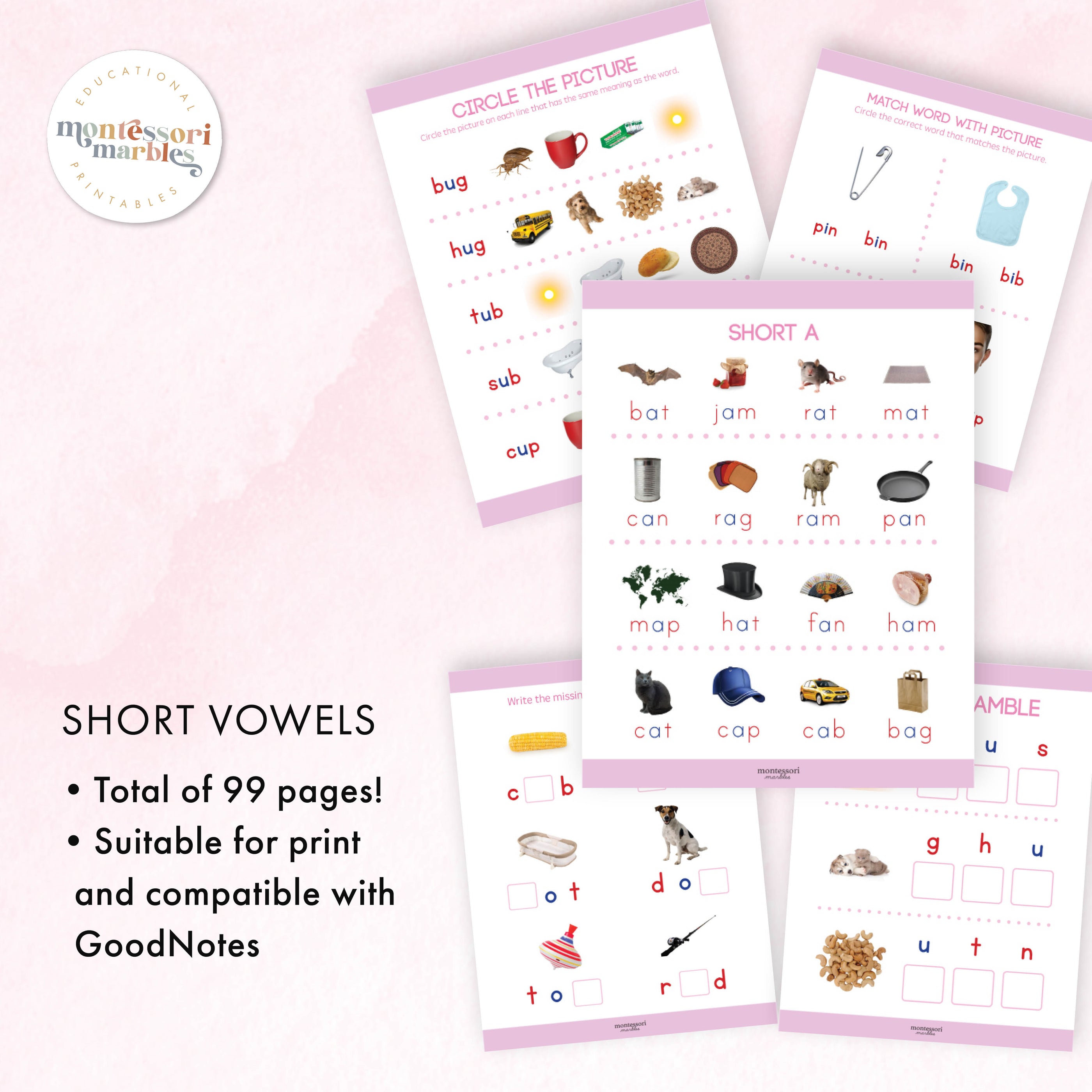 Pink Series Workbook Bundle | CVC Words for Ages 4-6 — Montessori Marbles