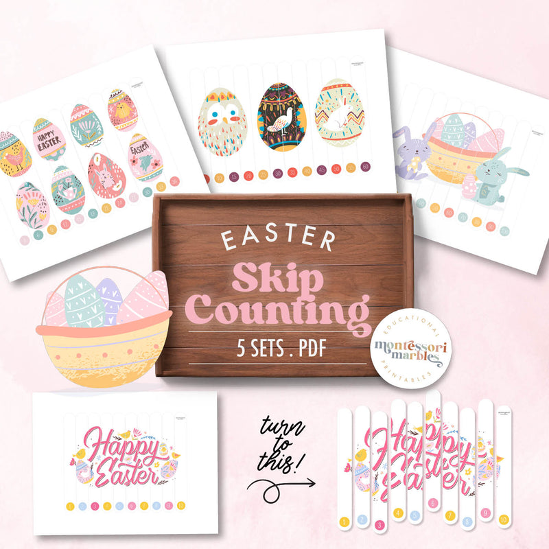 Easter skip counting craft stick puzzles — math practice with Easter theme