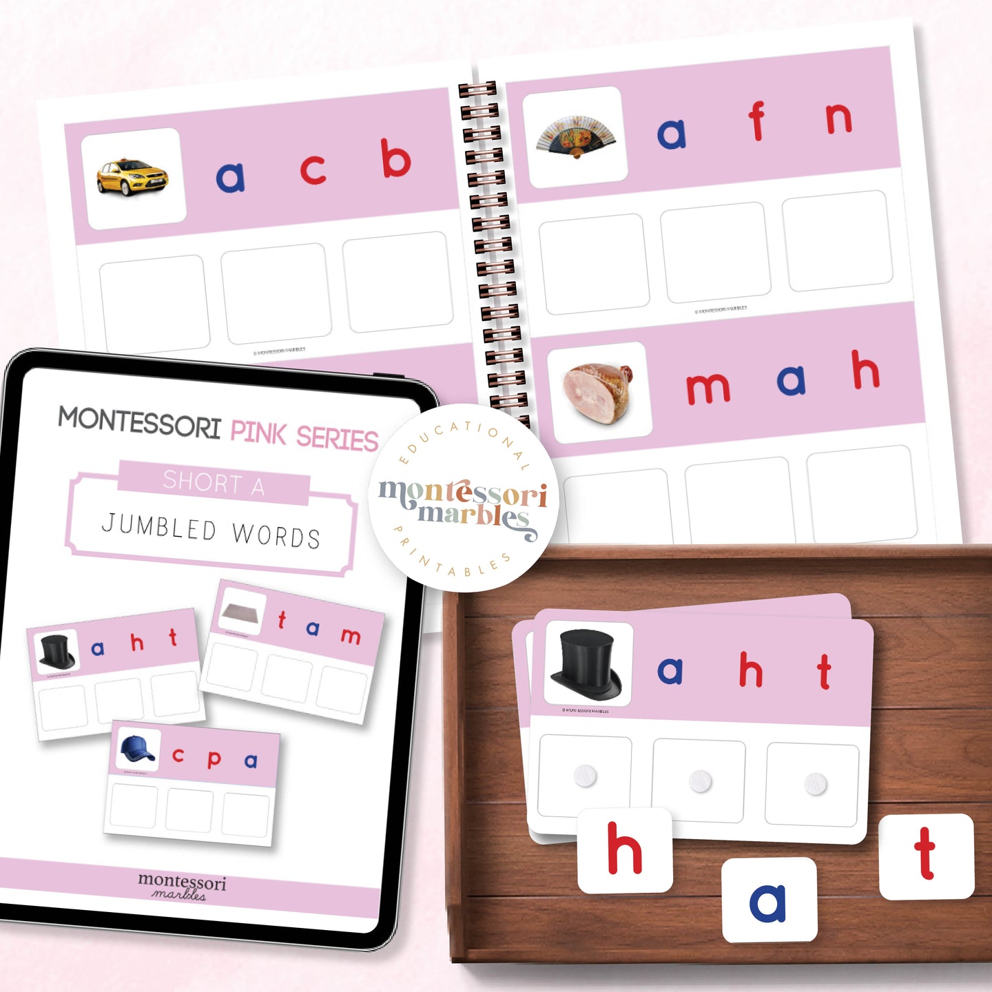Montessori Pink Series Jumbled Words for Short 