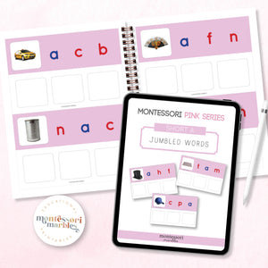 Montessori Pink Series Jumbled Words for Short "A"