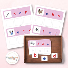 Load image into Gallery viewer, Montessori Pink Series Jumbled Words for Short &quot;E&quot;
