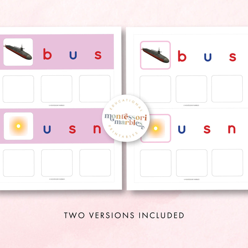 Montessori Pink Series Jumbled Words for Short "U"