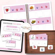 Load image into Gallery viewer, Montessori Pink Series Jumbled Words for Short &quot;U&quot;
