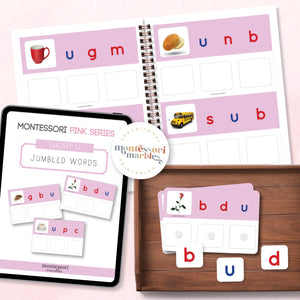 Montessori Pink Series Jumbled Words for Short "U"